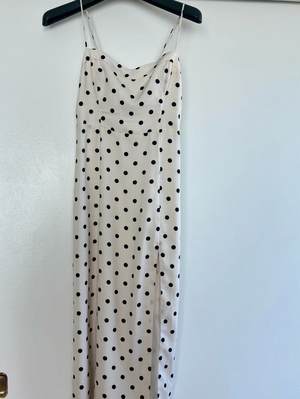 Abercrombie & Fitch Cream Polka Dot Maxi Slip Dress